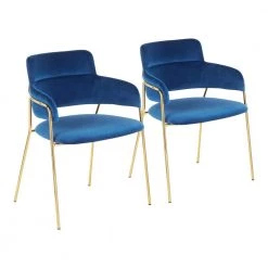 Napoli Chair in Blue Velvet and Gold (Set of 2) by Lumisource