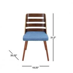 Trevi Walnut and Blue Accent Chair by Lumisource -Cheap Lumisource Store blue lumisource dining chairs ch trv wl bu 40 1000