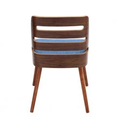 Trevi Walnut and Blue Accent Chair by Lumisource -Cheap Lumisource Store blue lumisource dining chairs ch trv wl bu 66 1000