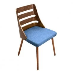 Trevi Walnut and Blue Accent Chair by Lumisource -Cheap Lumisource Store blue lumisource dining chairs ch trv wl bu a0 1000