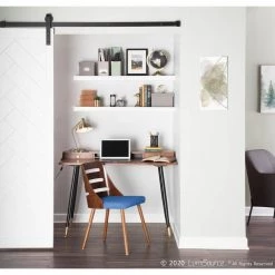 Trevi Walnut and Blue Accent Chair by Lumisource -Cheap Lumisource Store blue lumisource dining chairs ch trv wl bu c3 1000