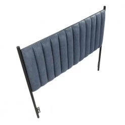Chloe Blue Faux Leather and Black Metal Queen Headboard by Lumisource -Cheap Lumisource Store blue lumisource headboards hb chloe bkbu a0 1000