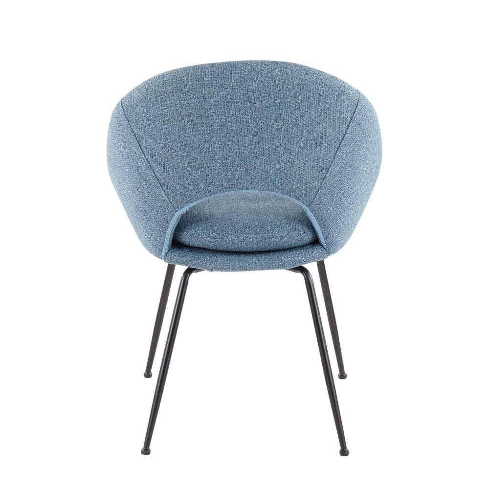 Metro Blue Noise Fabric and Black Metal Dining Chair (Set of 2) by Lumisource 6 Metro Blue Noise Fabric and Black Metal Dining Chair (Set of 2) by Lumisource - Image 4