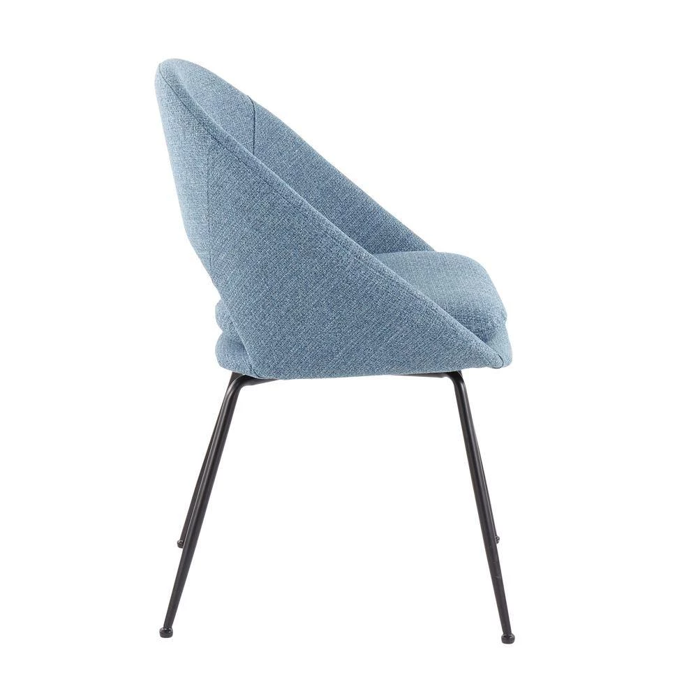 Metro Blue Noise Fabric and Black Metal Dining Chair (Set of 2) by Lumisource 4 Metro Blue Noise Fabric and Black Metal Dining Chair (Set of 2) by Lumisource - Image 2