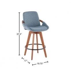Cosmo 26 in. Blue Noise Fabric & Walnut Bamboo Frame Counter Height Bar Stool by Lumisource 12 Cosmo 26 in. Blue Noise Fabric & Walnut Bamboo Frame Counter Height Bar Stool by Lumisource -Cheap Lumisource Store blue noise fabric walnut bamboo lumisource bar stools b26 cosmo wlfbu 40 1000