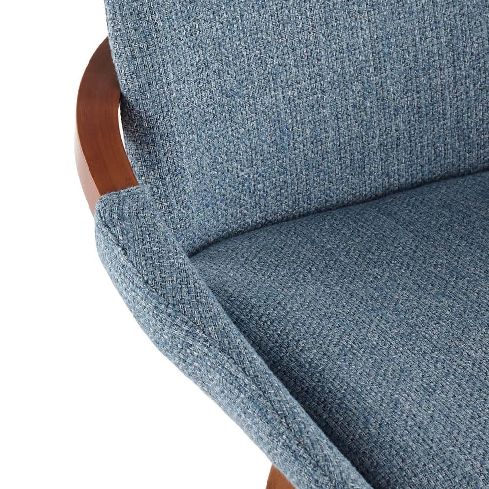 Cosmo 26 in. Blue Noise Fabric & Walnut Bamboo Frame Counter Height Bar Stool by Lumisource 8 Cosmo 26 in. Blue Noise Fabric & Walnut Bamboo Frame Counter Height Bar Stool by Lumisource - Image 6