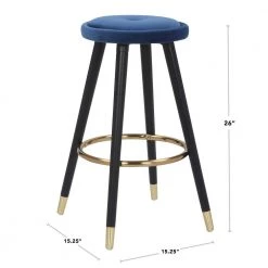 Cavalier 26 in. Blue Velvet and Black Wood Backless Counter Stool (Set of 2) by Lumisource -Cheap Lumisource Store blue velvet lumisource bar stools b26 cavler bkvbu2 44 1000