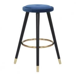 Cavalier 26 in. Blue Velvet and Black Wood Backless Counter Stool (Set of 2) by Lumisource -Cheap Lumisource Store blue velvet lumisource bar stools b26 cavler bkvbu2 66 1000