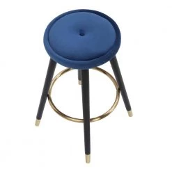 Cavalier 26 in. Blue Velvet and Black Wood Backless Counter Stool (Set of 2) by Lumisource -Cheap Lumisource Store blue velvet lumisource bar stools b26 cavler bkvbu2 a0 1000