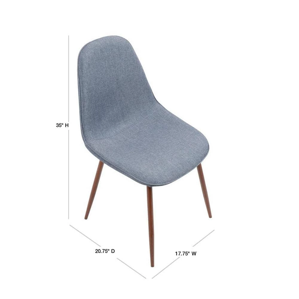 Pebble Walnut and Blue Dining/Accent Chair (Set of 2) by Lumisource 5 Pebble Walnut and Blue Dining/Accent Chair (Set of 2) by Lumisource - Image 3