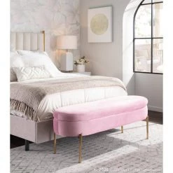 Chloe 18 in. Blush Pink Velvet and Gold Storage Bench by Lumisource -Cheap Lumisource Store blush pink lumisource bedroom benches bc chloe stor auvpk 1f 1000