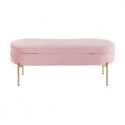 Chloe 18 in. Blush Pink Velvet and Gold Storage Bench by Lumisource -Cheap Lumisource Store blush pink lumisource bedroom benches bc chloe stor auvpk 66 1000