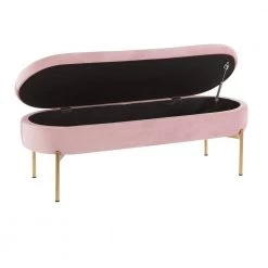 Chloe 18 in. Blush Pink Velvet and Gold Storage Bench by Lumisource -Cheap Lumisource Store blush pink lumisource bedroom benches bc chloe stor auvpk 77 1000