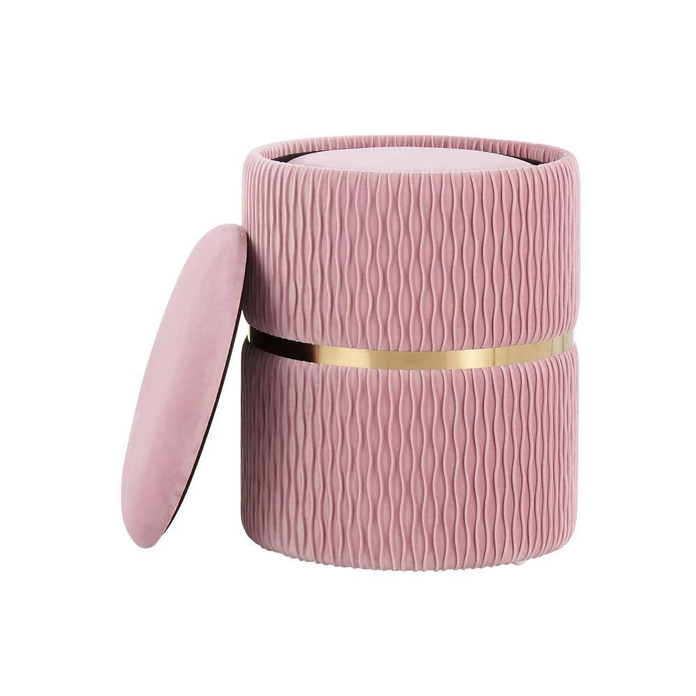 Blush Pink Velvet and Gold Steel Nesting Ottoman Set by Lumisource 6 Blush Pink Velvet and Gold Steel Nesting Ottoman Set by Lumisource - Image 4