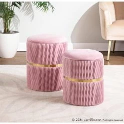 Blush Pink Velvet and Gold Steel Nesting Ottoman Set by Lumisource 14 Blush Pink Velvet and Gold Steel Nesting Ottoman Set by Lumisource -Cheap Lumisource Store blush pink velvet gold steel lumisource ottomans ot cinch auvpk c3 1000
