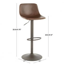 Duke Brown Faux Leather and Antique Metal Adjustable Bar Stool (Set of 2) by Lumisource -Cheap Lumisource Store brown antique lumisource bar stools bs duke anbn2 44 1000
