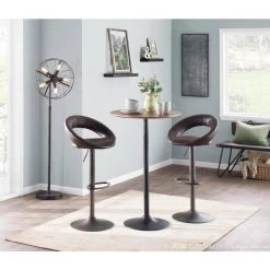 Metro Adjustable Height Bar Stool in Antique Metal and Brown Faux Leather (Set of 2) by Lumisource 15 Metro Adjustable Height Bar Stool in Antique Metal and Brown Faux Leather (Set of 2) by Lumisource -Cheap Lumisource Store brown antique lumisource bar stools bs met an bn2 31 1000