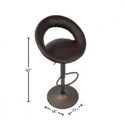 Metro Adjustable Height Bar Stool in Antique Metal and Brown Faux Leather (Set of 2) by Lumisource 11 Metro Adjustable Height Bar Stool in Antique Metal and Brown Faux Leather (Set of 2) by Lumisource -Cheap Lumisource Store brown antique lumisource bar stools bs met an bn2 40 1000