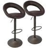 Metro Adjustable Height Bar Stool in Antique Metal and Brown Faux Leather (Set of 2) by Lumisource -Cheap Lumisource Store brown antique lumisource bar stools bs met an bn2 64 1000