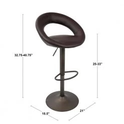 Metro Adjustable Height Bar Stool in Antique Metal and Brown Faux Leather (Set of 2) by Lumisource 14 Metro Adjustable Height Bar Stool in Antique Metal and Brown Faux Leather (Set of 2) by Lumisource -Cheap Lumisource Store brown antique lumisource bar stools bs met an bn2 c3 1000