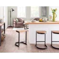 Industrial Demi 24 in. Black and Brown Counter Stool (Set of 2) by Lumisource -Cheap Lumisource Store brown black lumisource bar stools b24 indem bkbn2 31 1000