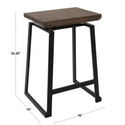 Geo 24 in. Walnut and Black Counter Stool (Set of 2) by Lumisource -Cheap Lumisource Store brown black lumisource bar stools cs geo bk bn2 1f 1000