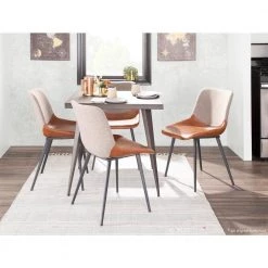 Outlaw Industrial 2-Tone Chair in Espresso Faux Leather and Brown Fabric (Set of 2) by Lumisource 17 Outlaw Industrial 2-Tone Chair in Espresso Faux Leather and Brown Fabric (Set of 2) by Lumisource -Cheap Lumisource Store brown faux leather light brown fabric lumisource dining chairs dc otlw bk bn2 31 1000