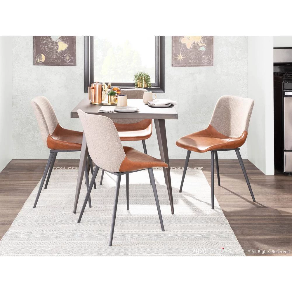 Outlaw Industrial 2-Tone Chair in Espresso Faux Leather and Brown Fabric (Set of 2) by Lumisource 10 Outlaw Industrial 2-Tone Chair in Espresso Faux Leather and Brown Fabric (Set of 2) by Lumisource - Image 8