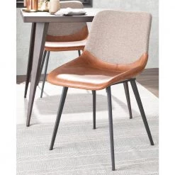 Outlaw Industrial 2-Tone Chair in Espresso Faux Leather and Brown Fabric (Set of 2) by Lumisource 15 Outlaw Industrial 2-Tone Chair in Espresso Faux Leather and Brown Fabric (Set of 2) by Lumisource -Cheap Lumisource Store brown faux leather light brown fabric lumisource dining chairs dc otlw bk bn2 4f 1000