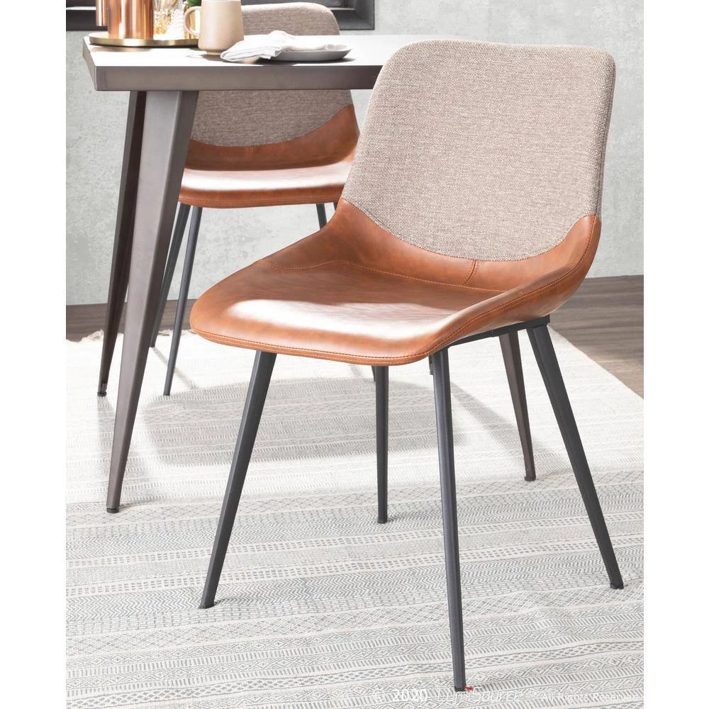 Outlaw Industrial 2-Tone Chair in Espresso Faux Leather and Brown Fabric (Set of 2) by Lumisource 8 Outlaw Industrial 2-Tone Chair in Espresso Faux Leather and Brown Fabric (Set of 2) by Lumisource - Image 6