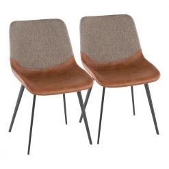 Outlaw Industrial 2-Tone Chair in Espresso Faux Leather and Brown Fabric (Set of 2) by Lumisource