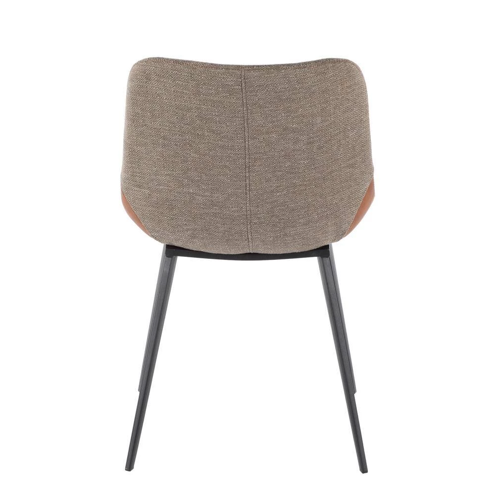 Outlaw Industrial 2-Tone Chair in Espresso Faux Leather and Brown Fabric (Set of 2) by Lumisource 6 Outlaw Industrial 2-Tone Chair in Espresso Faux Leather and Brown Fabric (Set of 2) by Lumisource - Image 4