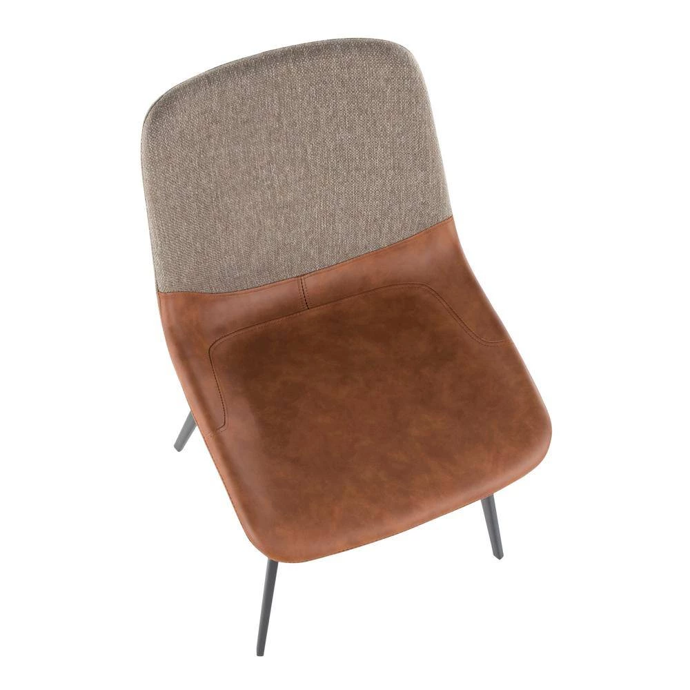 Outlaw Industrial 2-Tone Chair in Espresso Faux Leather and Brown Fabric (Set of 2) by Lumisource 5 Outlaw Industrial 2-Tone Chair in Espresso Faux Leather and Brown Fabric (Set of 2) by Lumisource - Image 3