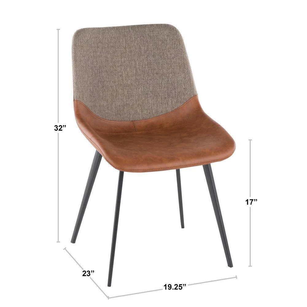 Outlaw Industrial 2-Tone Chair in Espresso Faux Leather and Brown Fabric (Set of 2) by Lumisource 7 Outlaw Industrial 2-Tone Chair in Espresso Faux Leather and Brown Fabric (Set of 2) by Lumisource - Image 5