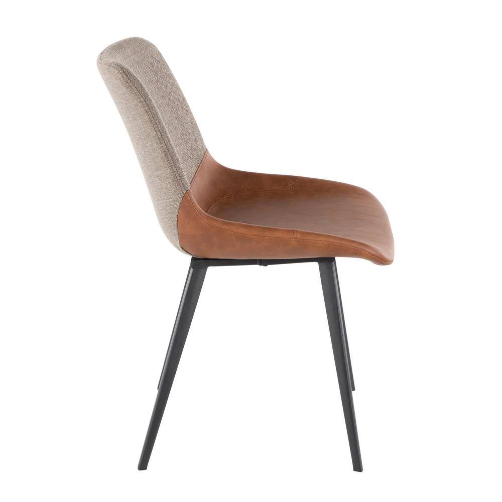 Outlaw Industrial 2-Tone Chair in Espresso Faux Leather and Brown Fabric (Set of 2) by Lumisource 4 Outlaw Industrial 2-Tone Chair in Espresso Faux Leather and Brown Fabric (Set of 2) by Lumisource - Image 2