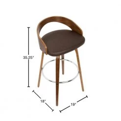 Grotto 35.25 in. Bar Stool in Brown Faux Leather and Walnut Wood (Set of 2) by Lumisource 10 Grotto 35.25 in. Bar Stool in Brown Faux Leather and Walnut Wood (Set of 2) by Lumisource -Cheap Lumisource Store brown faux leather walnut wood lumisource bar stools b30 grotto2 swvr wlbn2 40 1000