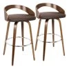 Grotto 35.25 in. Bar Stool in Brown Faux Leather and Walnut Wood (Set of 2) by Lumisource -Cheap Lumisource Store brown faux leather walnut wood lumisource bar stools b30 grotto2 swvr wlbn2 64 1000