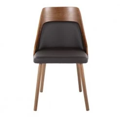 Anabelle Brown Faux Leather and Walnut Wood Side Chair (Set of 2) by Lumisource -Cheap Lumisource Store brown faux leather walnut wood lumisource dining chairs ch anbel1 wlpubn2 31 1000