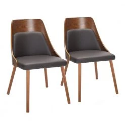 Anabelle Brown Faux Leather and Walnut Wood Side Chair (Set of 2) by Lumisource