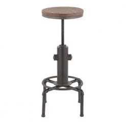 Hydra Adjustable Industrial Antique and Brown Bar Stool by Lumisource -Cheap Lumisource Store brown lumisource bar stools bs hydra an bn 66 1000