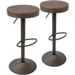 Dakota Antique and Brown Adjustable Bar Stool (Set of 2) by Lumisource