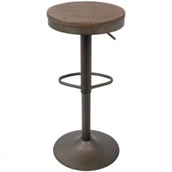 Dakota Antique and Brown Adjustable Bar Stool (Set of 2) by Lumisource 12 Dakota Antique and Brown Adjustable Bar Stool (Set of 2) by Lumisource -Cheap Lumisource Store brown wood antique metal lumisource bar stools bs dak an bn2 66 1000
