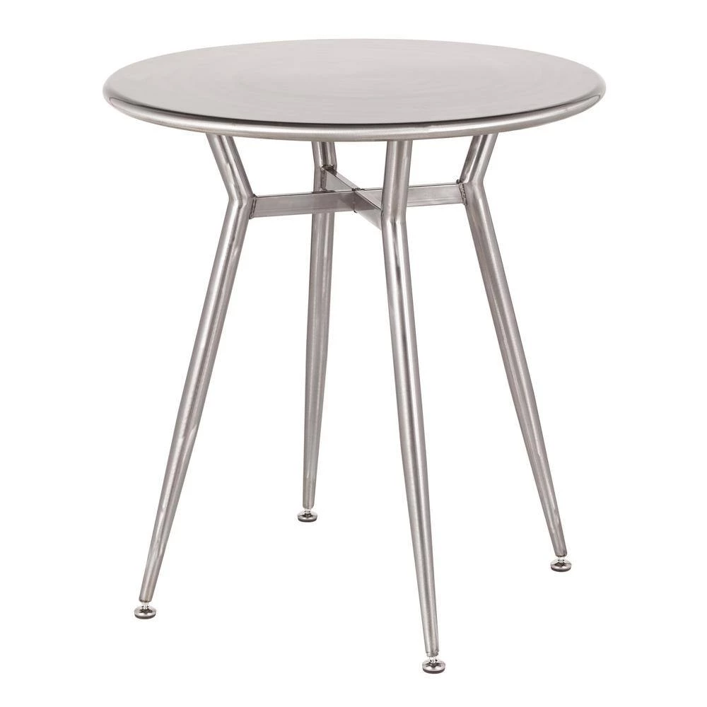 Clara Round Brushed Silver Metal Dinette Table by Lumisource 6 Clara Round Brushed Silver Metal Dinette Table by Lumisource - Image 4