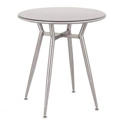 Clara Round Brushed Silver Metal Dinette Table by Lumisource