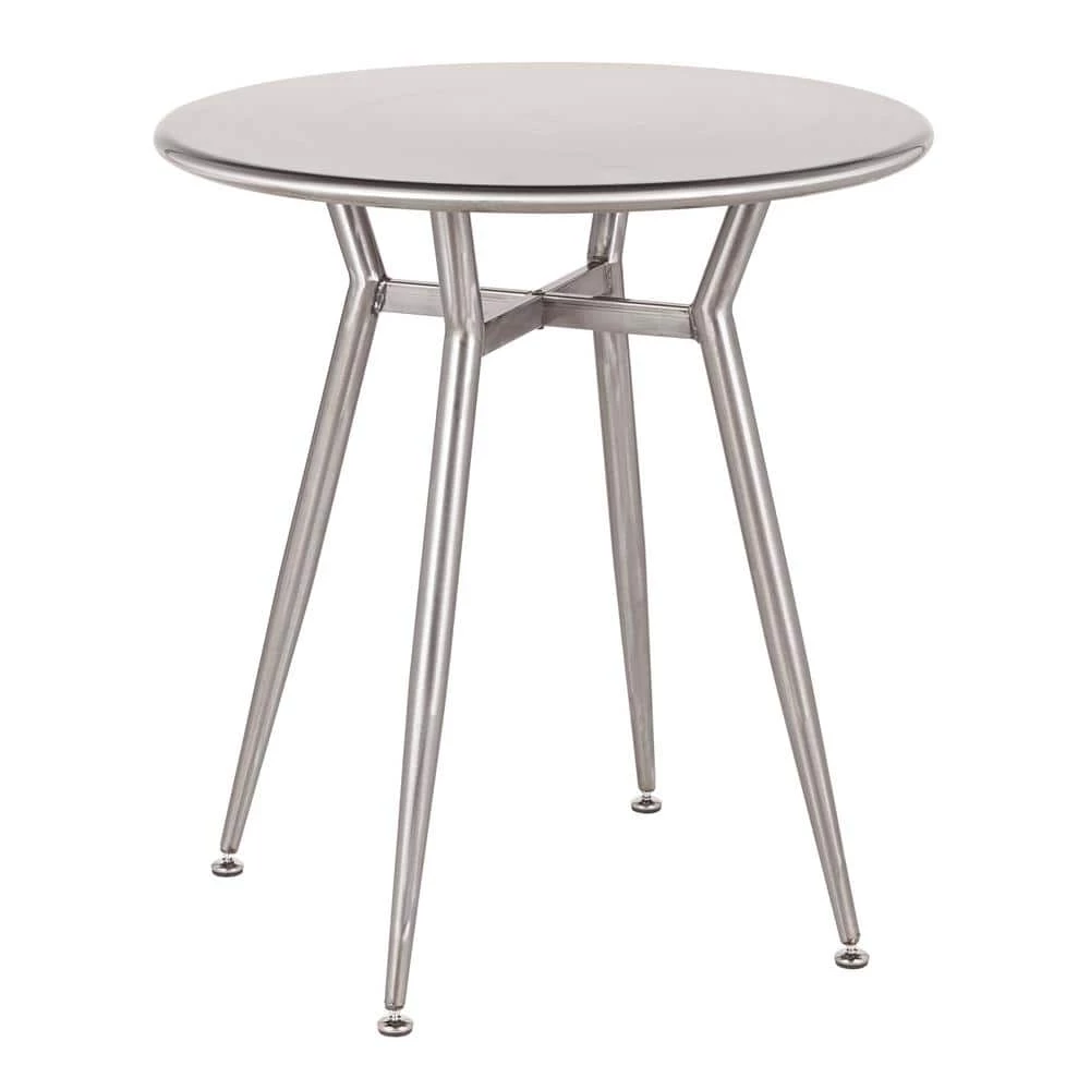 Clara Round Brushed Silver Metal Dinette Table by Lumisource 3 Clara Round Brushed Silver Metal Dinette Table by Lumisource