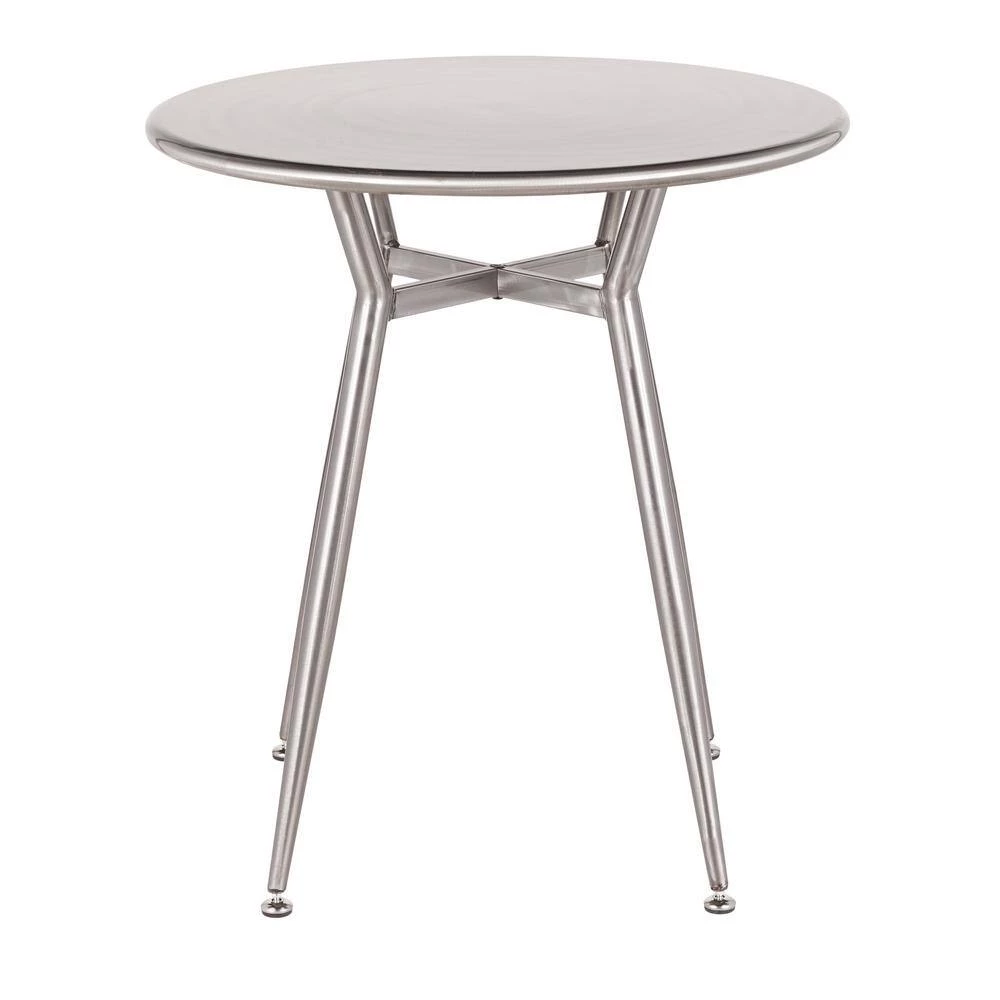 Clara Round Brushed Silver Metal Dinette Table by Lumisource 4 Clara Round Brushed Silver Metal Dinette Table by Lumisource - Image 2