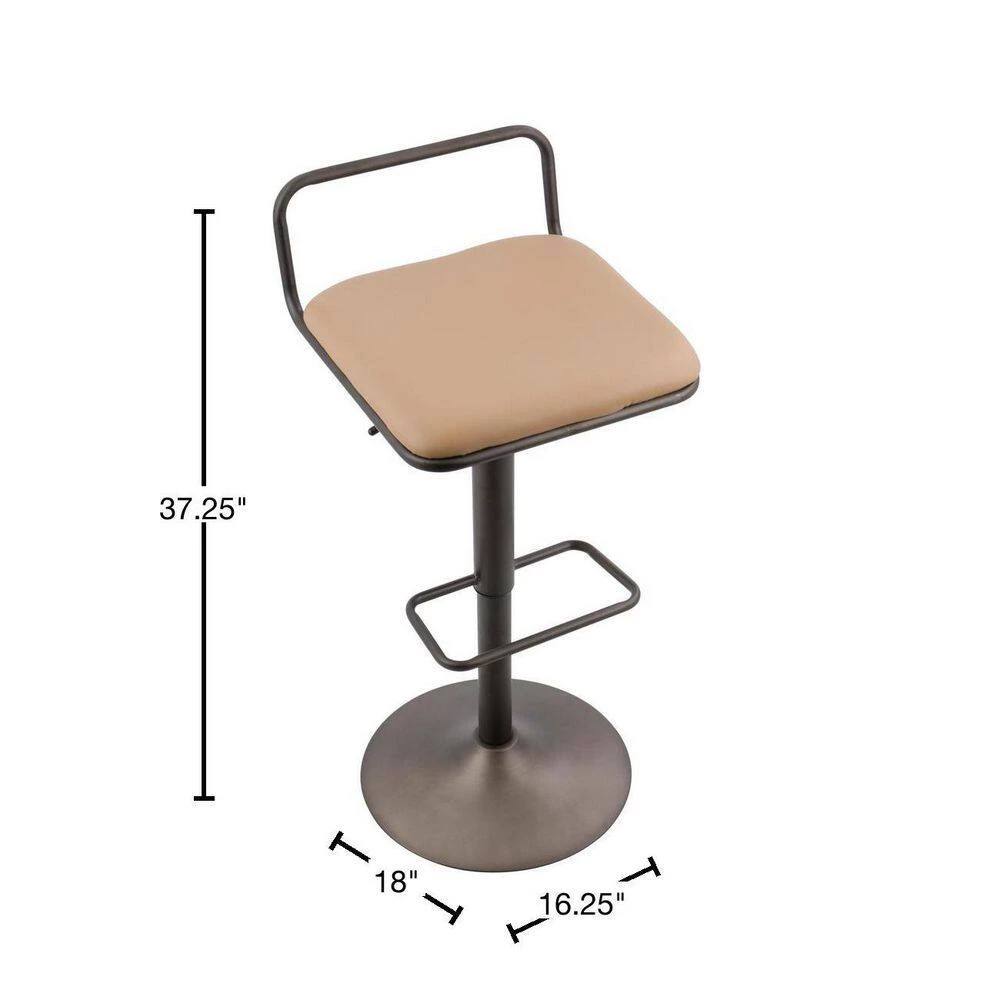 Beta Industrial Antique and Camel Faux Leather Bar Stool (Set of 2) by Lumisource 5 Beta Industrial Antique and Camel Faux Leather Bar Stool (Set of 2) by Lumisource - Image 3