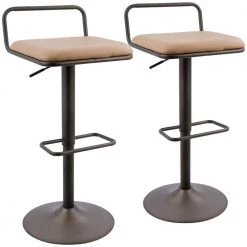 Beta Industrial Antique and Camel Faux Leather Bar Stool (Set of 2) by Lumisource