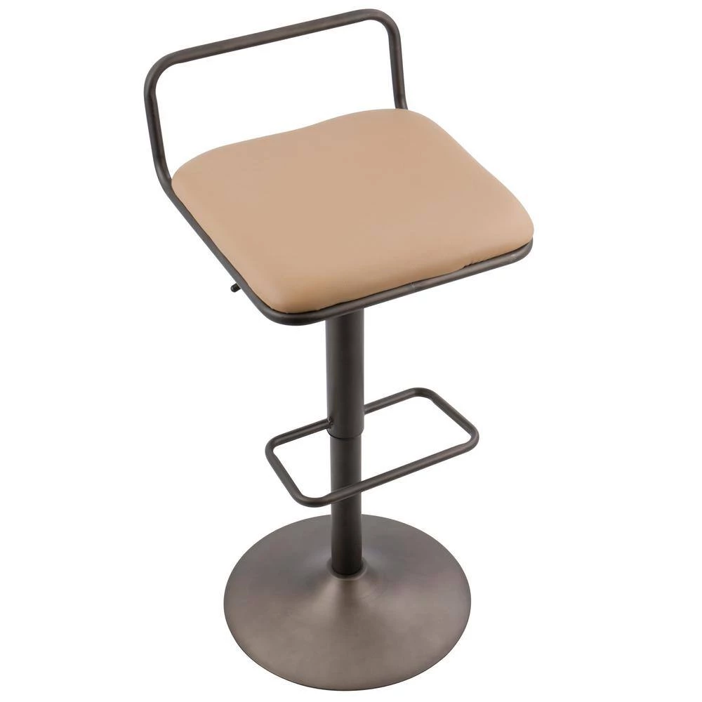 Beta Industrial Antique and Camel Faux Leather Bar Stool (Set of 2) by Lumisource 6 Beta Industrial Antique and Camel Faux Leather Bar Stool (Set of 2) by Lumisource - Image 4