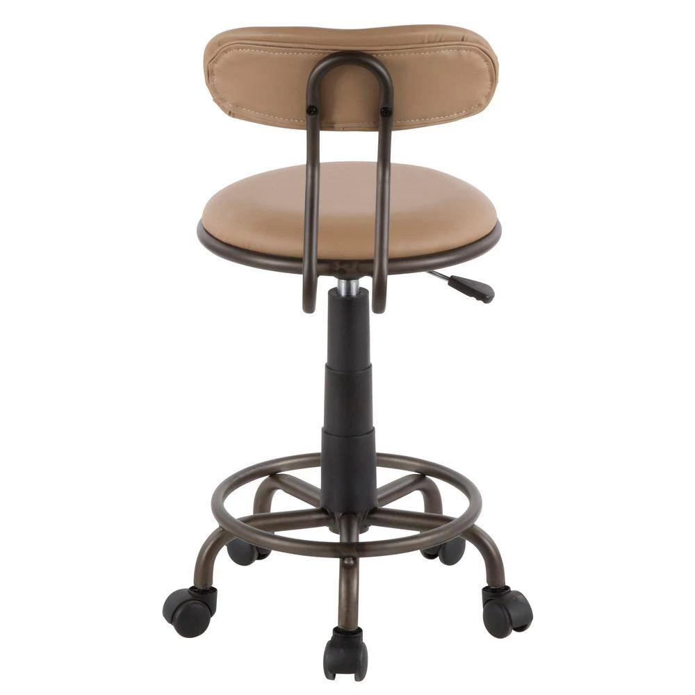 Swift Antique Metal and Camel Faux Leather Task Chair by Lumisource 6 Swift Antique Metal and Camel Faux Leather Task Chair by Lumisource - Image 4